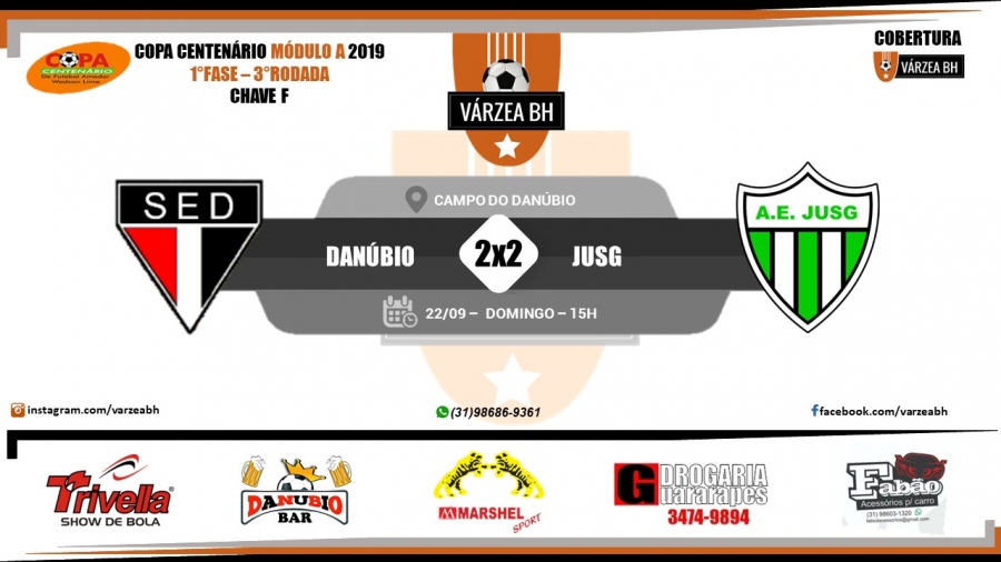 C.R. Direto do ZAPZAP - Copa Centenário Módulo A 2019: Danúbio 2x2 JUSG
