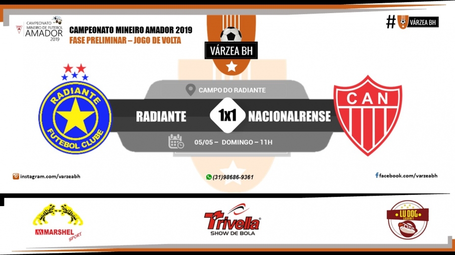 C.R. Direto do ZAPZAP: Campeonato Mineiro Amador 2019: Radiante 1x1 Nacionalrense