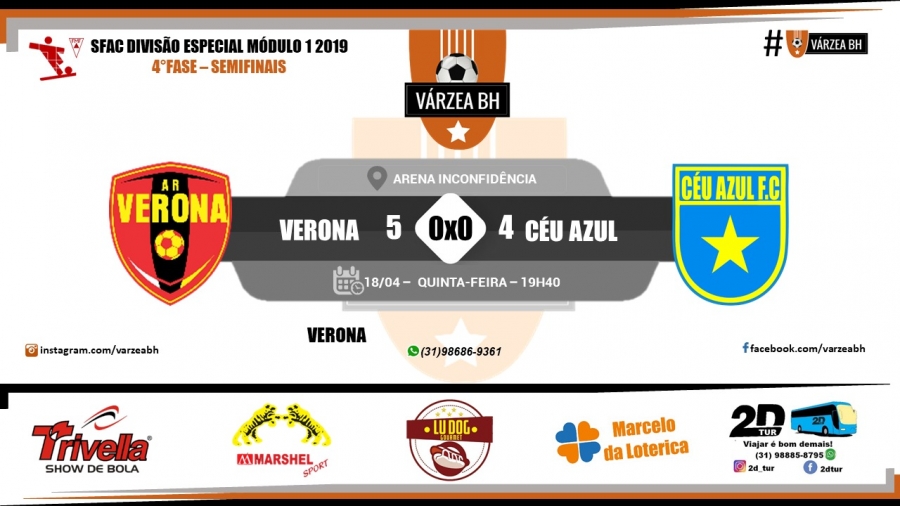 C.R. Direto do ZAPZAP: SFAC Divisão Especial Módulo 1 2019: Verona 0x0 Céu Azul