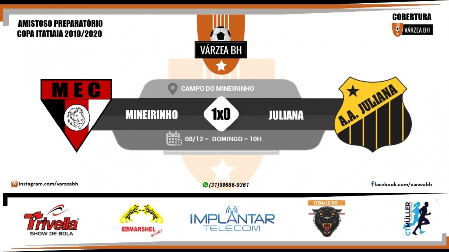 C.R. Direto do ZAPZAP - Amistoso 2019: Mineirinho 1x0 Juliana