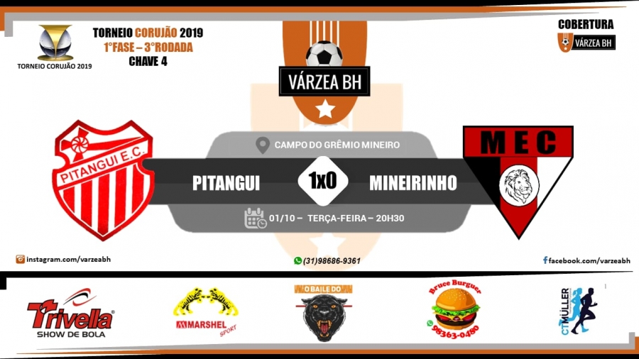 C.R. Direto do ZAPZAP - Torneio Corujão 2019: Pitangui 1x0 Mineirinho